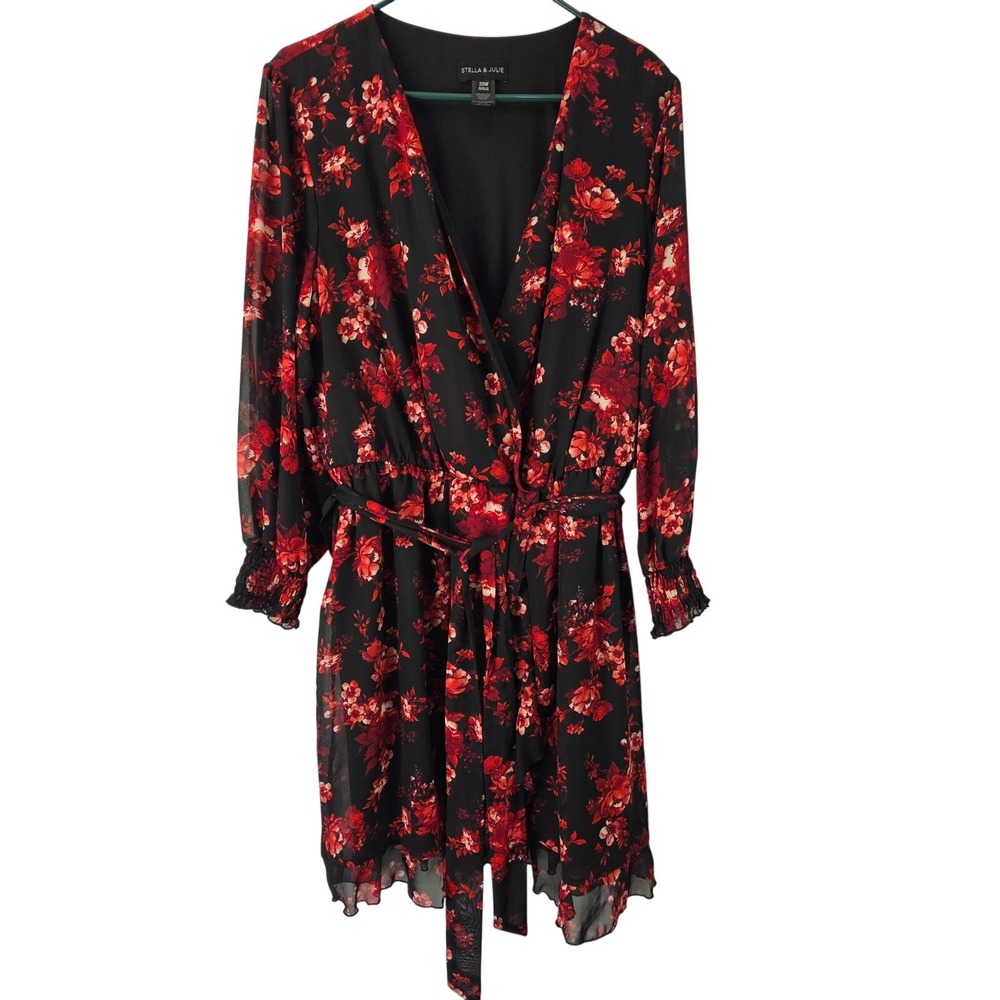 Stella & Julie Whimsy Midi Dress 20 Womens Plus Size Cottage Core Long Sleeve